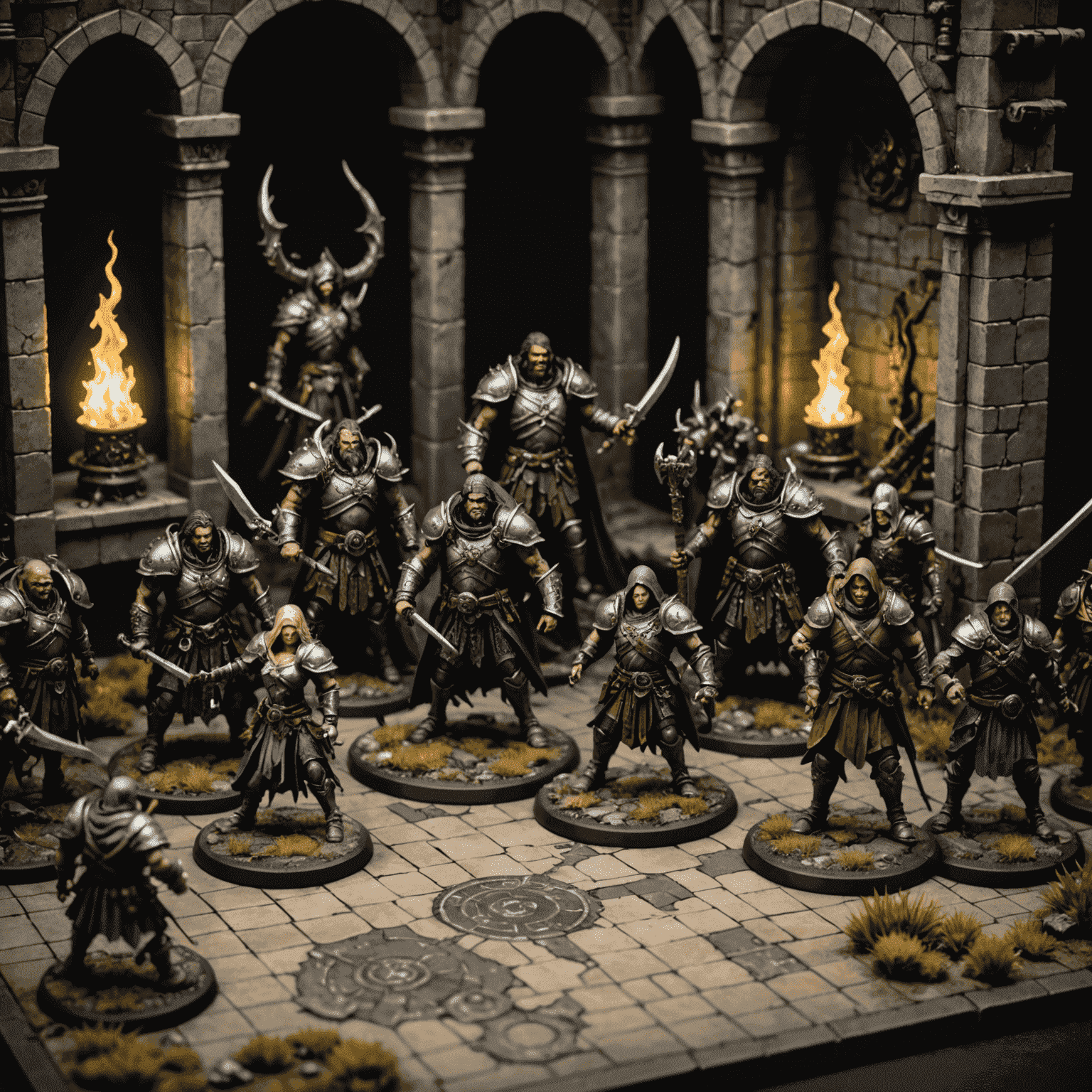 Kingdom Death: Monster game setup with detailed miniatures, intricate game board, and atmospheric lighting